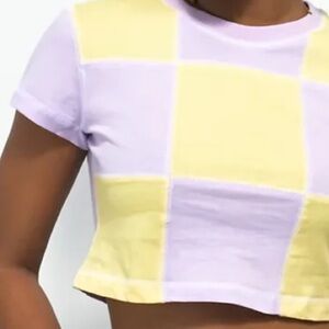 Forever 21 Purple and Yellow Boxy Crop Tee